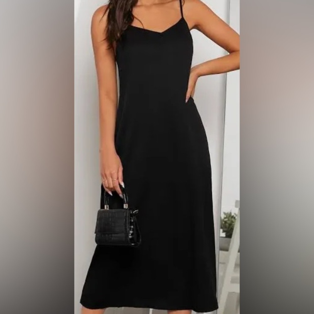 love, Fire Black Maxi Dress with Spaghetti Straps